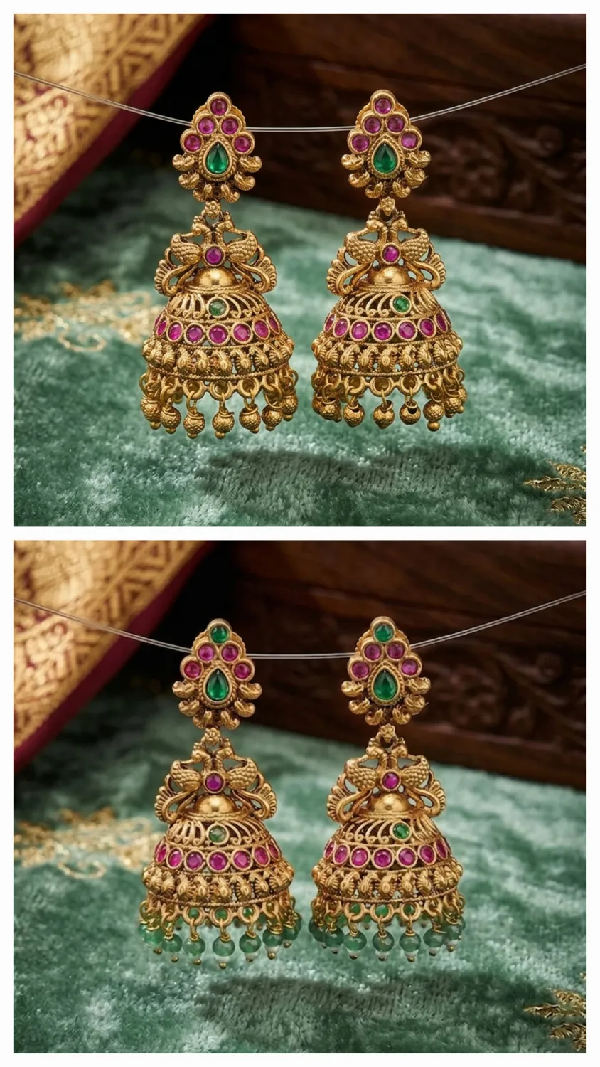 Emerald Jhumka Set