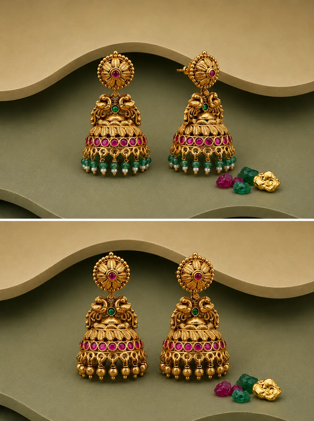 Emerald Jhumka Set