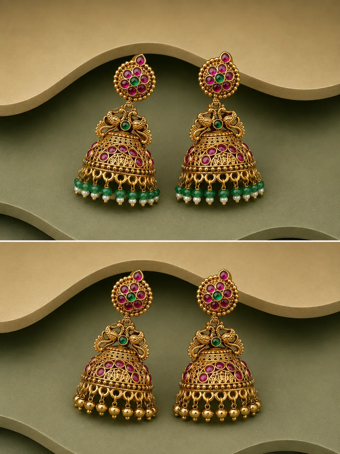 Emerald Jhumka Set