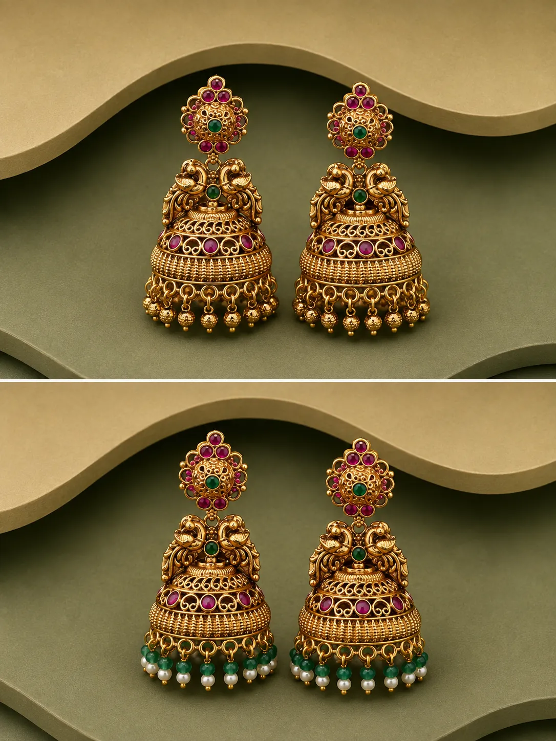 Emerald Jhumka Set