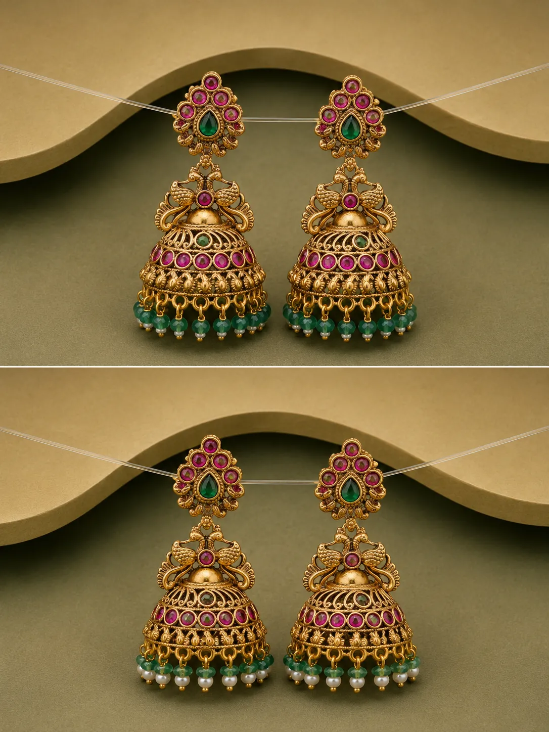 Emerald Jhumka Set